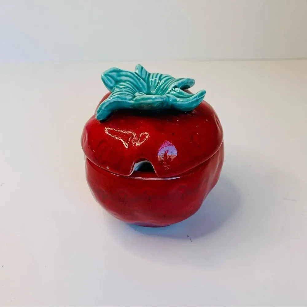 VTG Ceramic Strawberry Jam Jar‎